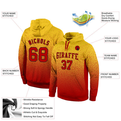 Custom Stitched Gold Red-Black Fade Fashion Sports Pullover Sweatshirt Hoodie