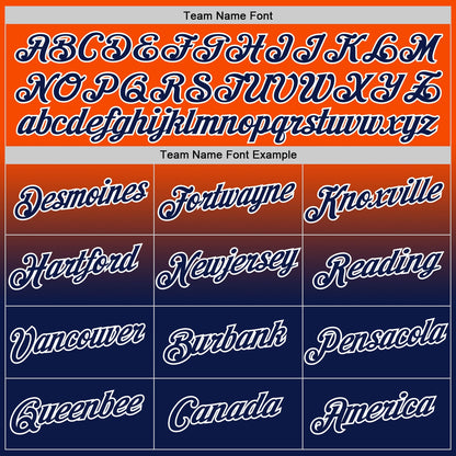 Custom Orange Navy-White Fade Fashion Performance T-Shirt