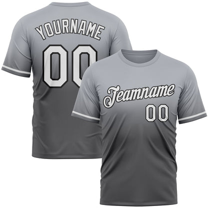 Custom Gray Steel Gray-Black Fade Fashion Performance T-Shirt