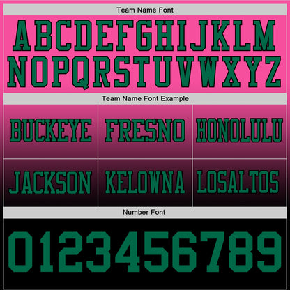 Custom Pink Kelly Green-Black Authentic Fade Fashion Football Jersey