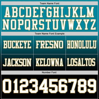 Custom Teal White Black-Old Gold Authentic Fade Fashion Football Jersey