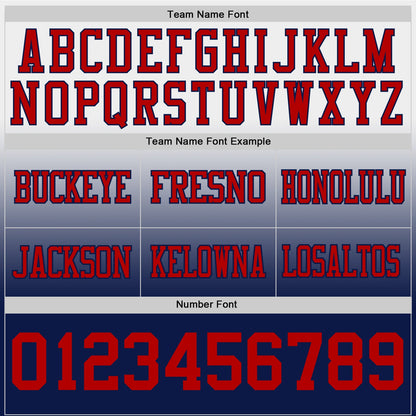 Custom White Red-Navy Authentic Fade Fashion Football Jersey