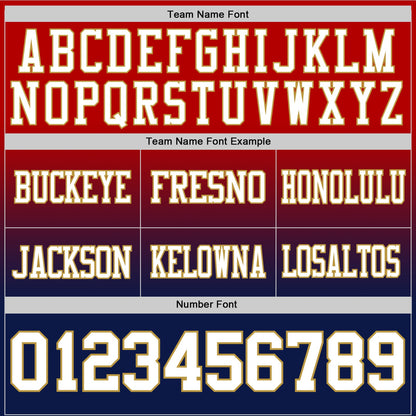 Custom Red White Navy-Old Gold Authentic Fade Fashion Football Jersey