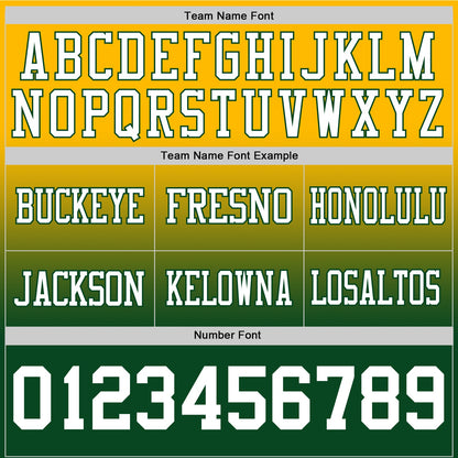 Custom Gold White-Green Authentic Fade Fashion Football Jersey