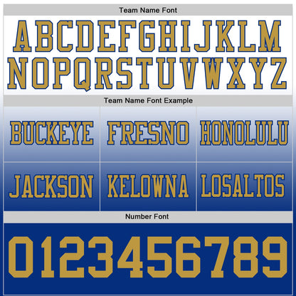 Custom White Old Gold-Royal Authentic Fade Fashion Football Jersey