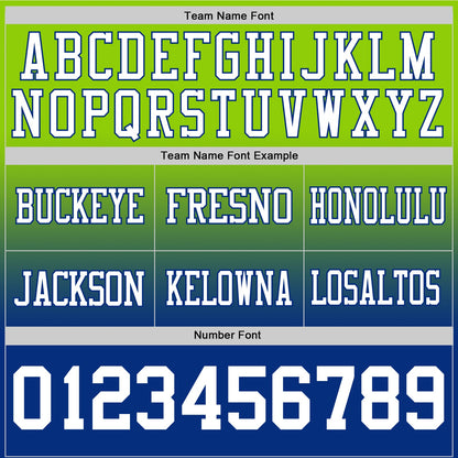 Custom Neon Green White-Royal Authentic Fade Fashion Football Jersey