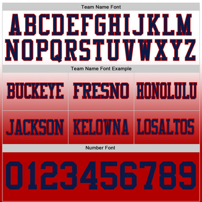 Custom White Navy-Red Authentic Fade Fashion Football Jersey