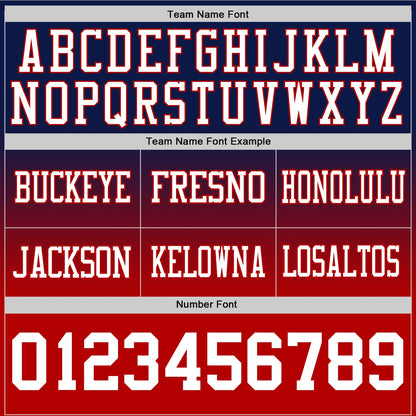 Custom Navy White-Red Authentic Fade Fashion Football Jersey