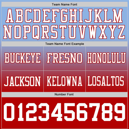 Custom Light Blue White-Red Authentic Fade Fashion Football Jersey