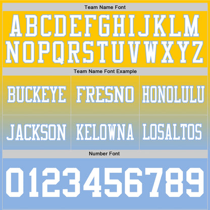 Custom Yellow White-Light Blue Authentic Fade Fashion Football Jersey