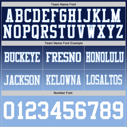 Custom Navy White-Light Blue Authentic Fade Fashion Football Jersey