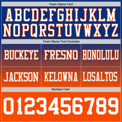 Custom Royal White-Orange Authentic Fade Fashion Football Jersey