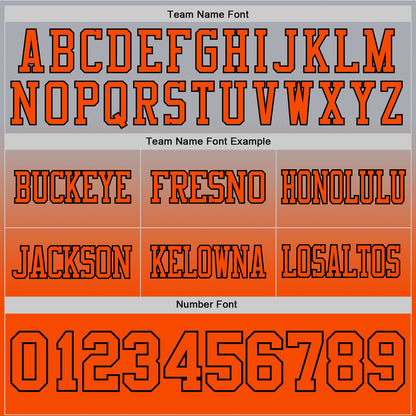 Custom Gray Orange-Black Authentic Fade Fashion Football Jersey