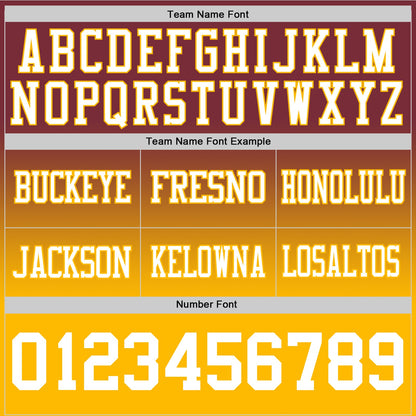 Custom Burgundy White-Gold Authentic Fade Fashion Football Jersey