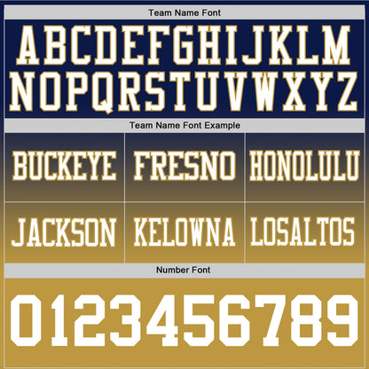 Custom Navy White-Old Gold Authentic Fade Fashion Football Jersey