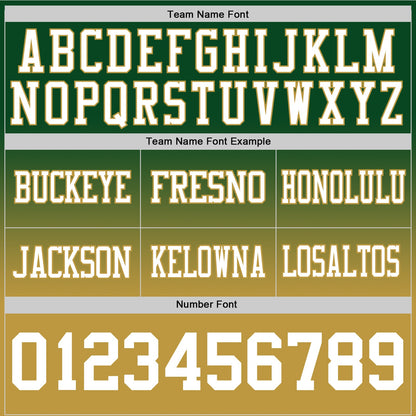 Custom Green White-Old Gold Authentic Fade Fashion Football Jersey