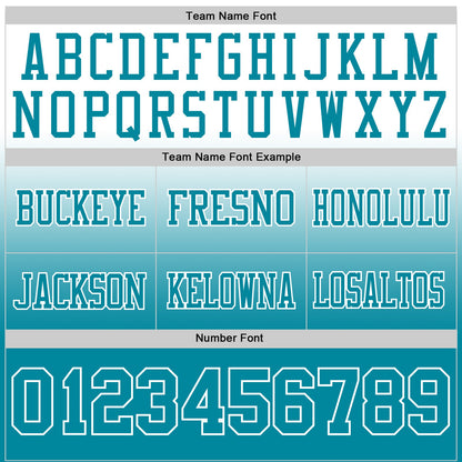 Custom White Teal Authentic Fade Fashion Football Jersey