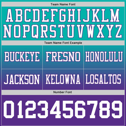 Custom Aqua White-Purple Authentic Fade Fashion Football Jersey