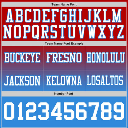 Custom Red White-Powder Blue Authentic Fade Fashion Football Jersey