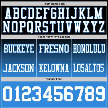 Custom Black White-Powder Blue Authentic Fade Fashion Football Jersey