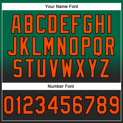 Custom Stitched Kelly Green Orange-Black Fade Fashion Sports Pullover Sweatshirt Hoodie