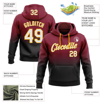 Custom Stitched Crimson White Black-Gold Fade Fashion Sports Pullover Sweatshirt Hoodie