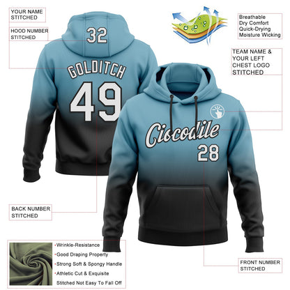 Custom Stitched Shadow Blue White-Black Fade Fashion Sports Pullover Sweatshirt Hoodie
