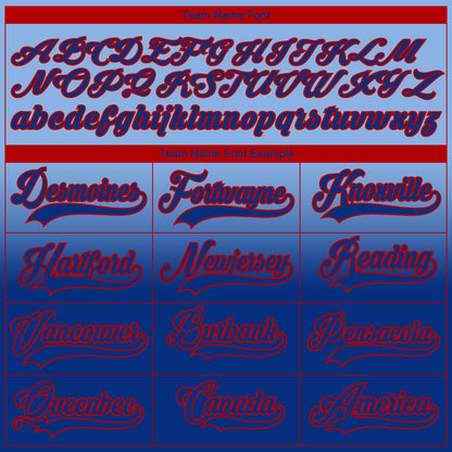 Custom Light Blue Royal-Red Fade Fashion Hockey Lace Neck Jersey