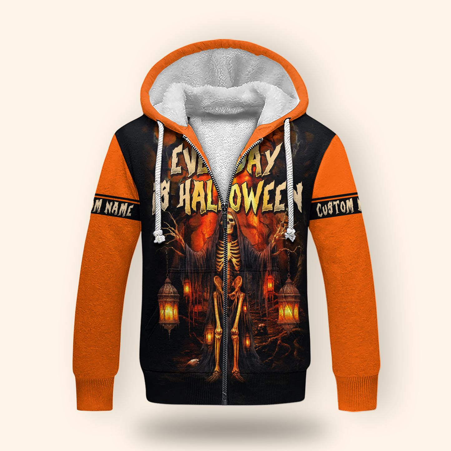 Personalized Every Day Is Halloween Hoodie – Skeleton Lantern Scary Jacket, Custom Choo