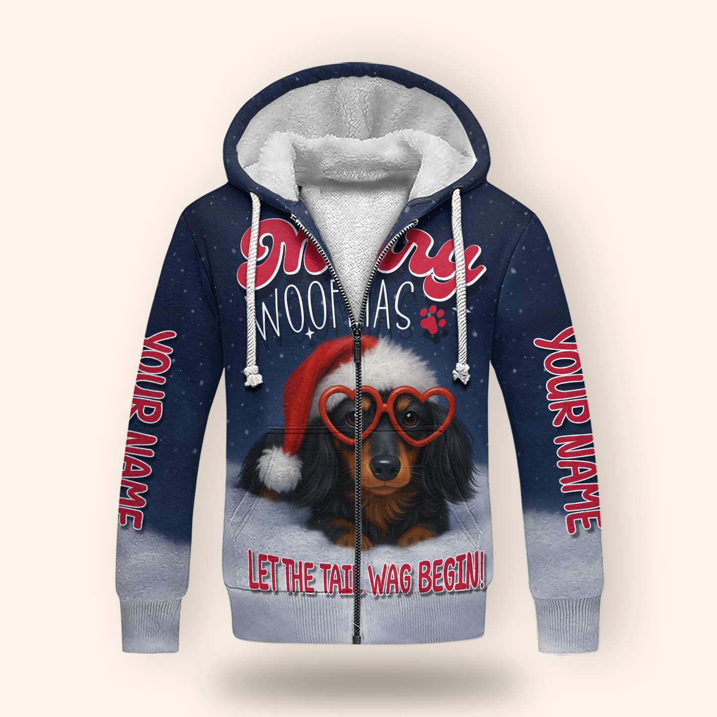 Merry Woofmas Hoodie – Cute Christmas Dog Zip Up for Pet Lovers