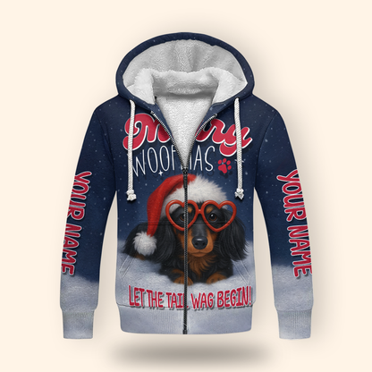 Merry Woofmas Hoodie – Cute Christmas Dog Zip Up for Pet Lovers