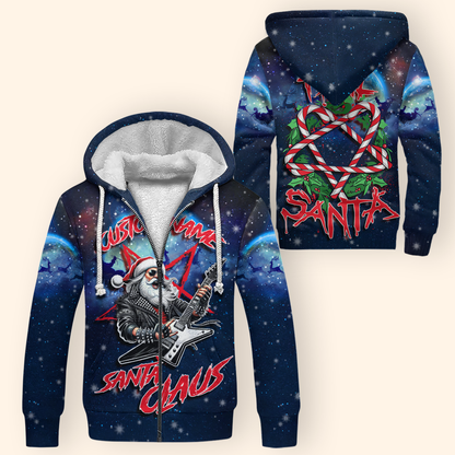 Hail Santa Hoodie – Rock Santa Claus Christmas Hoodie, Personalized Name Gift for Metal Fans