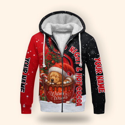 Personalized Hot Cocoa Hoodie – Cold Night Warm Wishes Christmas Zip Up
