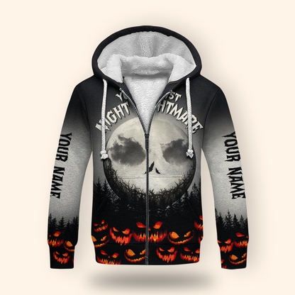 Personalized Halloween Hoodie – Your Worst Nightmare Full Moon Zip Up, Custom Choo