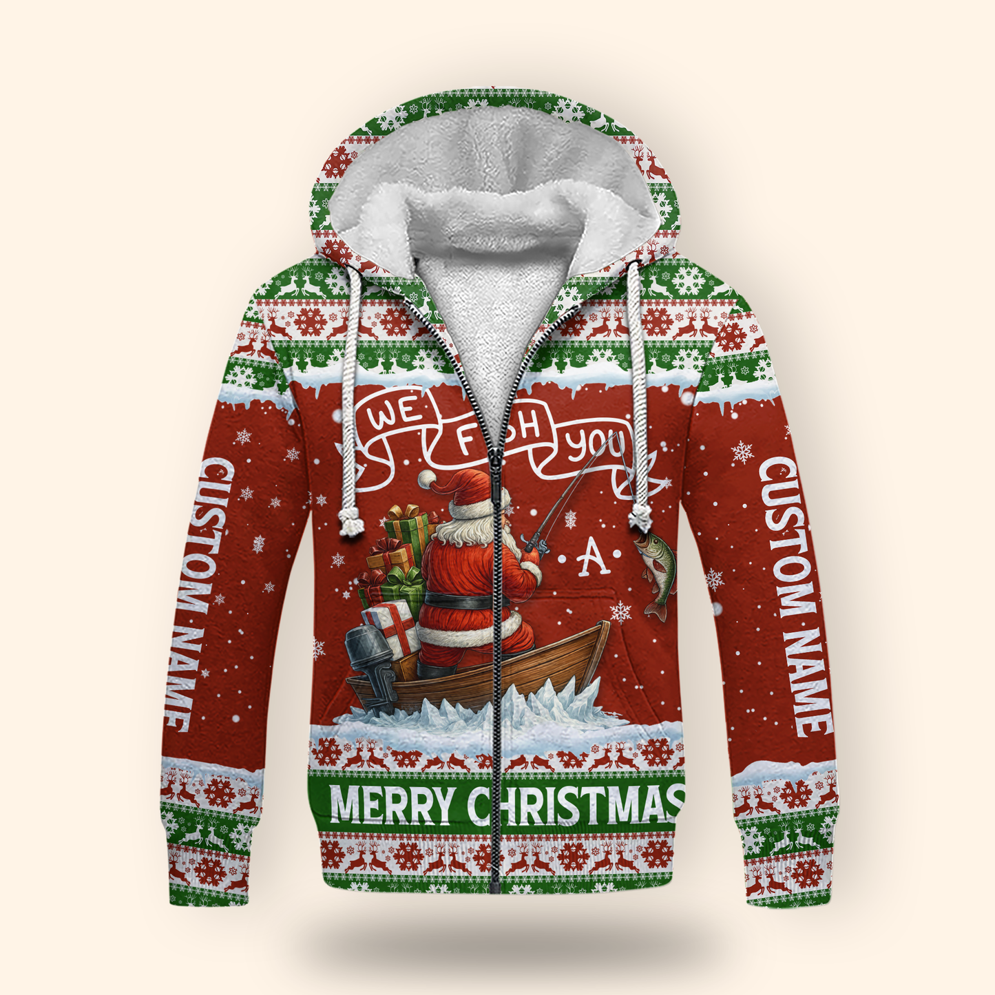 We Fish You a Merry Christmas Hoodie – Funny Fishing Holiday Zip Up