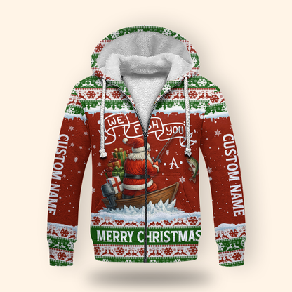 We Fish You a Merry Christmas Hoodie – Funny Fishing Holiday Zip Up