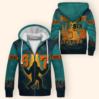 Personalized Bigfoot Hoodie – Haunted by 67 Alien UFO Halloween Zip Up, Custom Choo