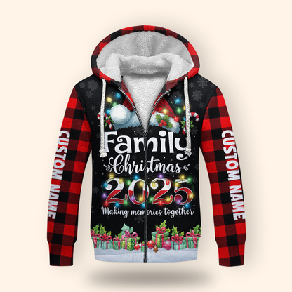 Family Christmas 2025 Hoodie – Making Memories Together, Matching Holiday Zip Up