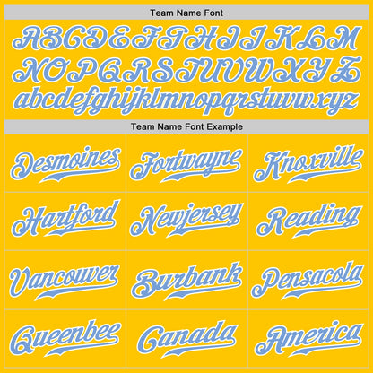 Custom Yellow Light Blue Pinstripe Light Blue-White Authentic Baseball Jersey