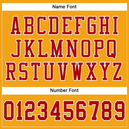 Custom Gold Red-White Mesh Authentic Football Jersey