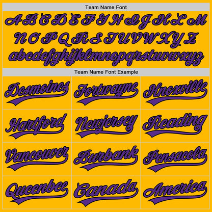Custom Stitched Gold Purple-Black Baseball Pullover Sweatshirt Hoodie