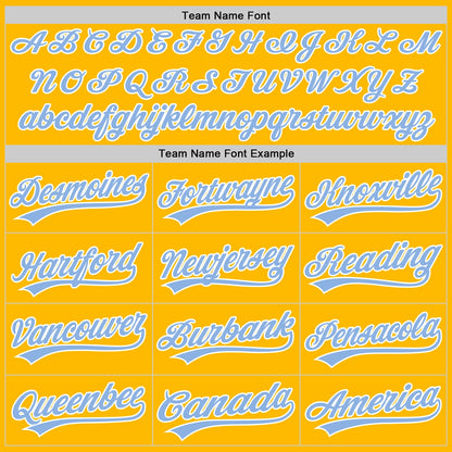 Custom Stitched Gold Light Blue-White Baseball Pullover Sweatshirt Hoodie