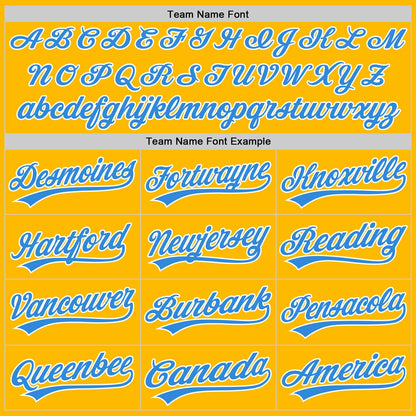 Custom Stitched Gold Powder Blue-White Baseball Pullover Sweatshirt Hoodie