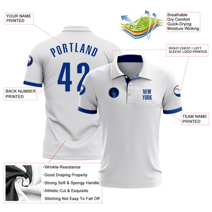 Custom White Royal Performance Golf Polo Shirt