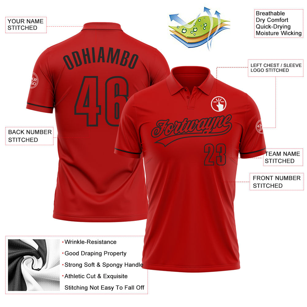 Custom Red Red-Black Performance Vapor Golf Polo Shirt