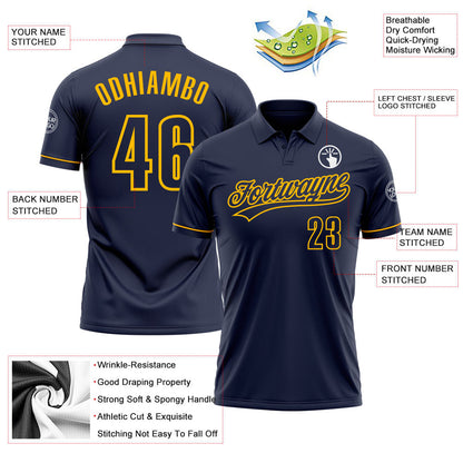 Custom Navy Navy-Gold Performance Vapor Golf Polo Shirt