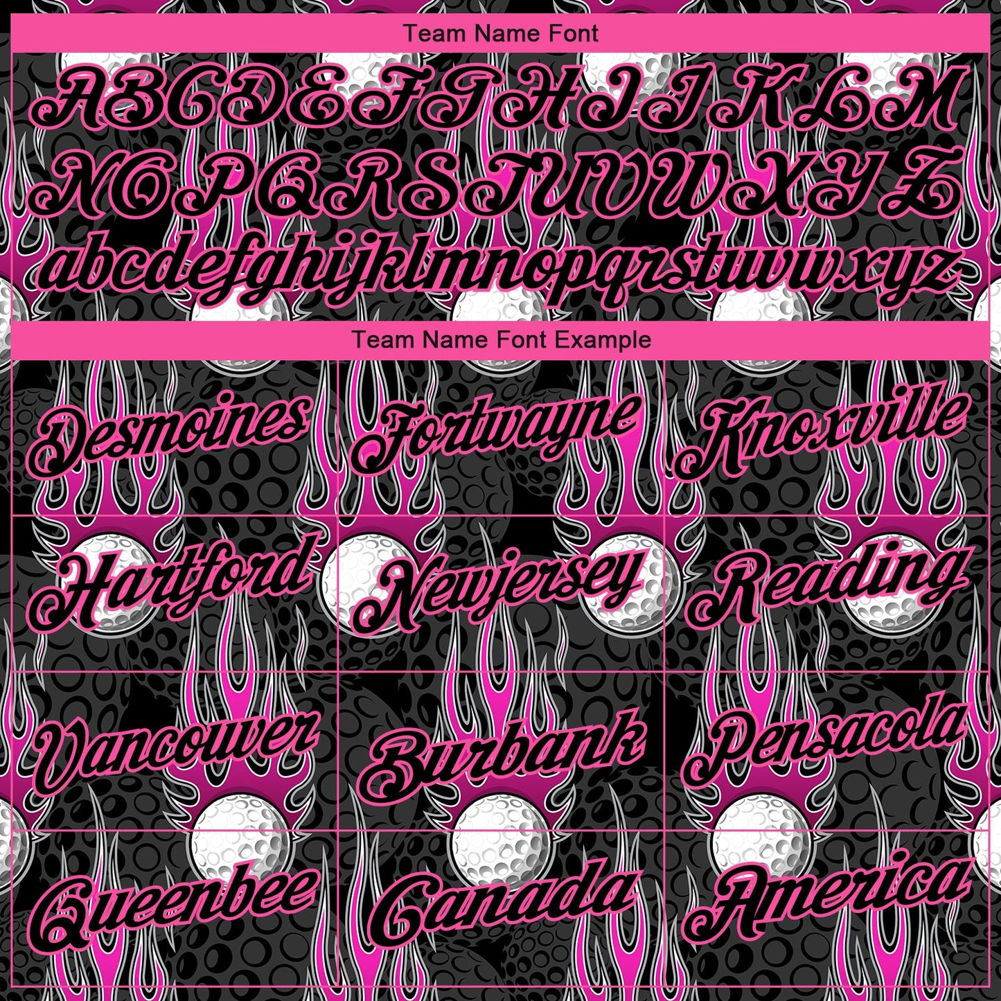 Custom Black Pink 3D Pattern Design Firely Golf Ball Performance Golf Polo Shirt