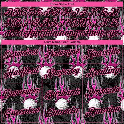 Custom Black Pink 3D Pattern Design Firely Golf Ball Performance Golf Polo Shirt