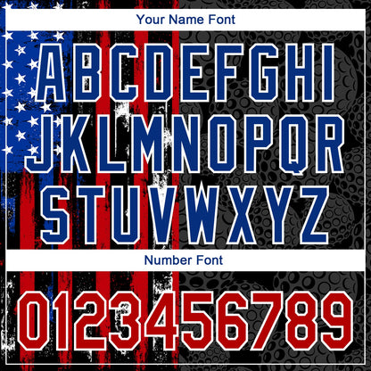 Custom Black Red-Royal 3D Pattern Design Golf Ball American Flag Performance Golf Polo Shirt