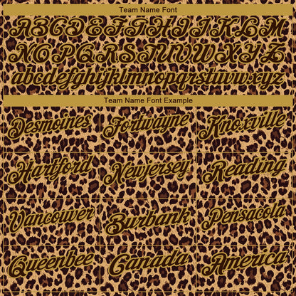 Custom Brown Old Gold 3D Pattern Design Leopard Print Performance Golf Polo Shirt